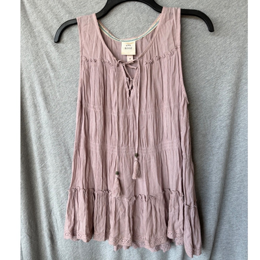 Knox Rose Sleeveless Tiered Festival Mauve Boho Cottagecore Romantic Medium